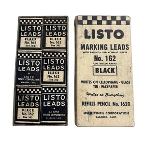 Vintage HTF Listo Marking Leads Black No. 162 Case (New Old Stock, USA)